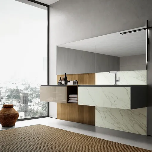 Mobile da Bagno sospeso in gres e vetro Modulo 03 di Archeda