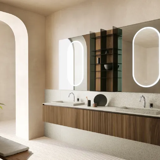 Mobile da Bagno sospeso in Noce Canaletto Tulle Cannettato 01 di Archeda